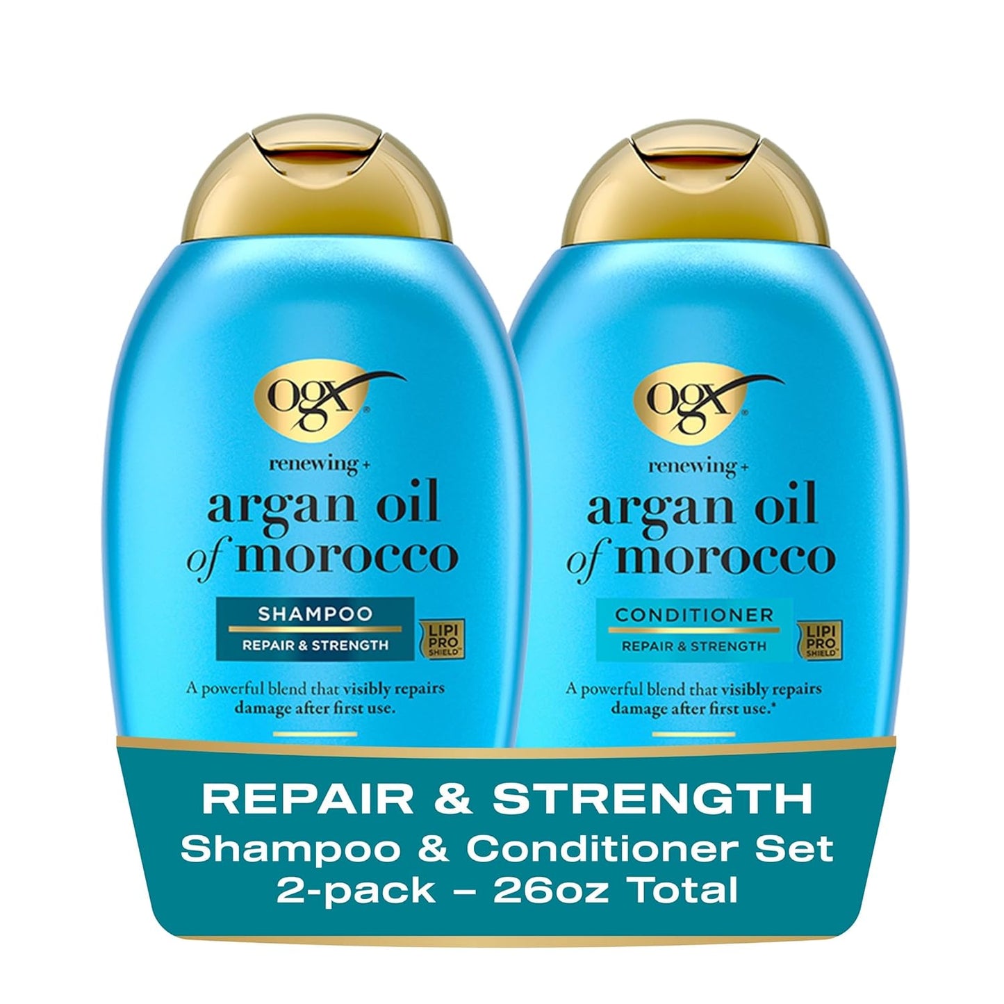 OGX Shampoo & Conditioner, Renewing+ Argan Oil of Morocco, 385ml, Pack of 2
