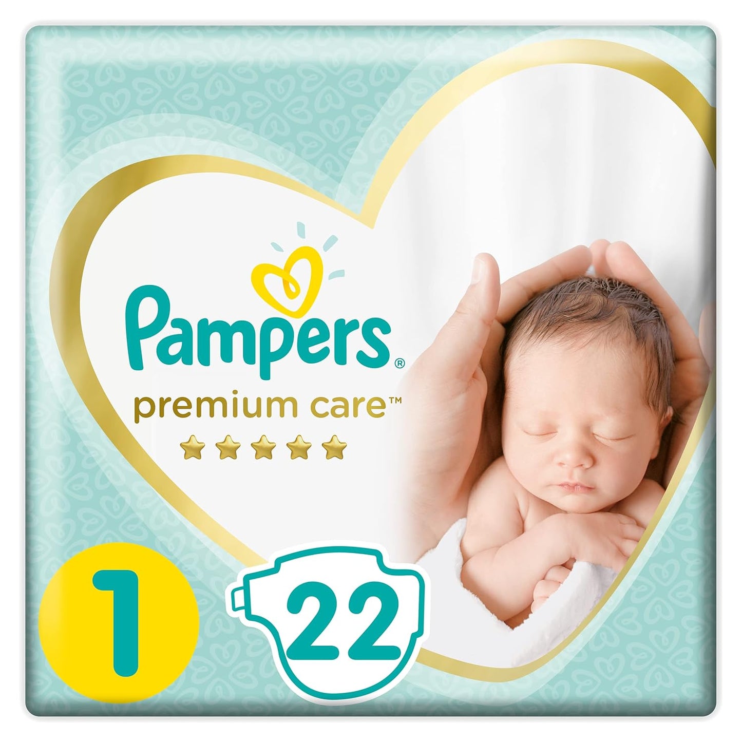 Pampers premium care diapers, size 1, new born, 2-5 kg - 22 diapers