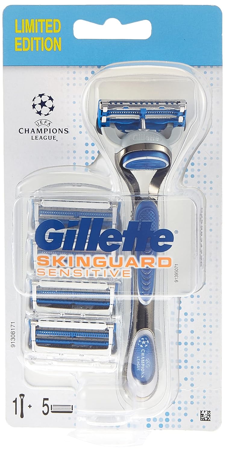 Gillette Skinguard Men's Razor Handle + 5 Razor Blades Refills