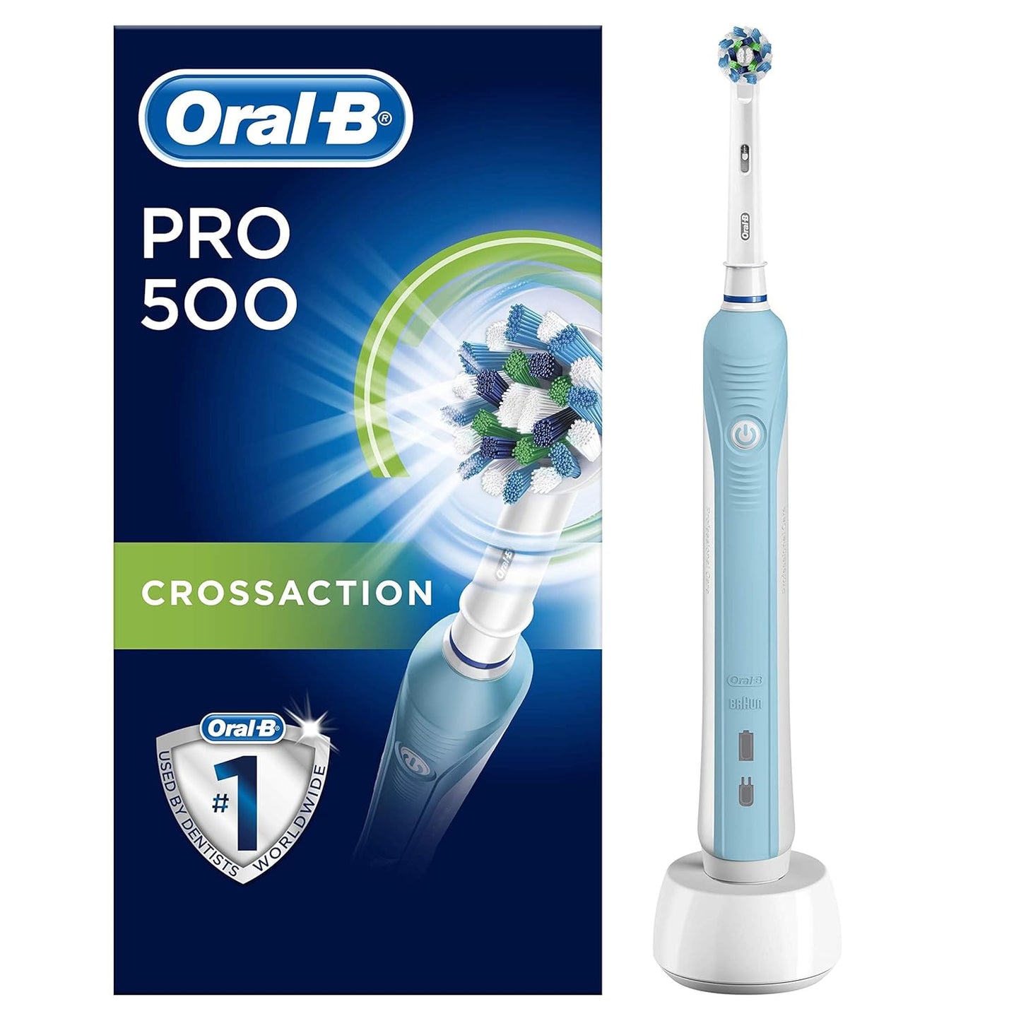 Oral-B Pro 500 Electric Toothbrush Cross Action Powered by Braun – Light Blue – D16.513.U