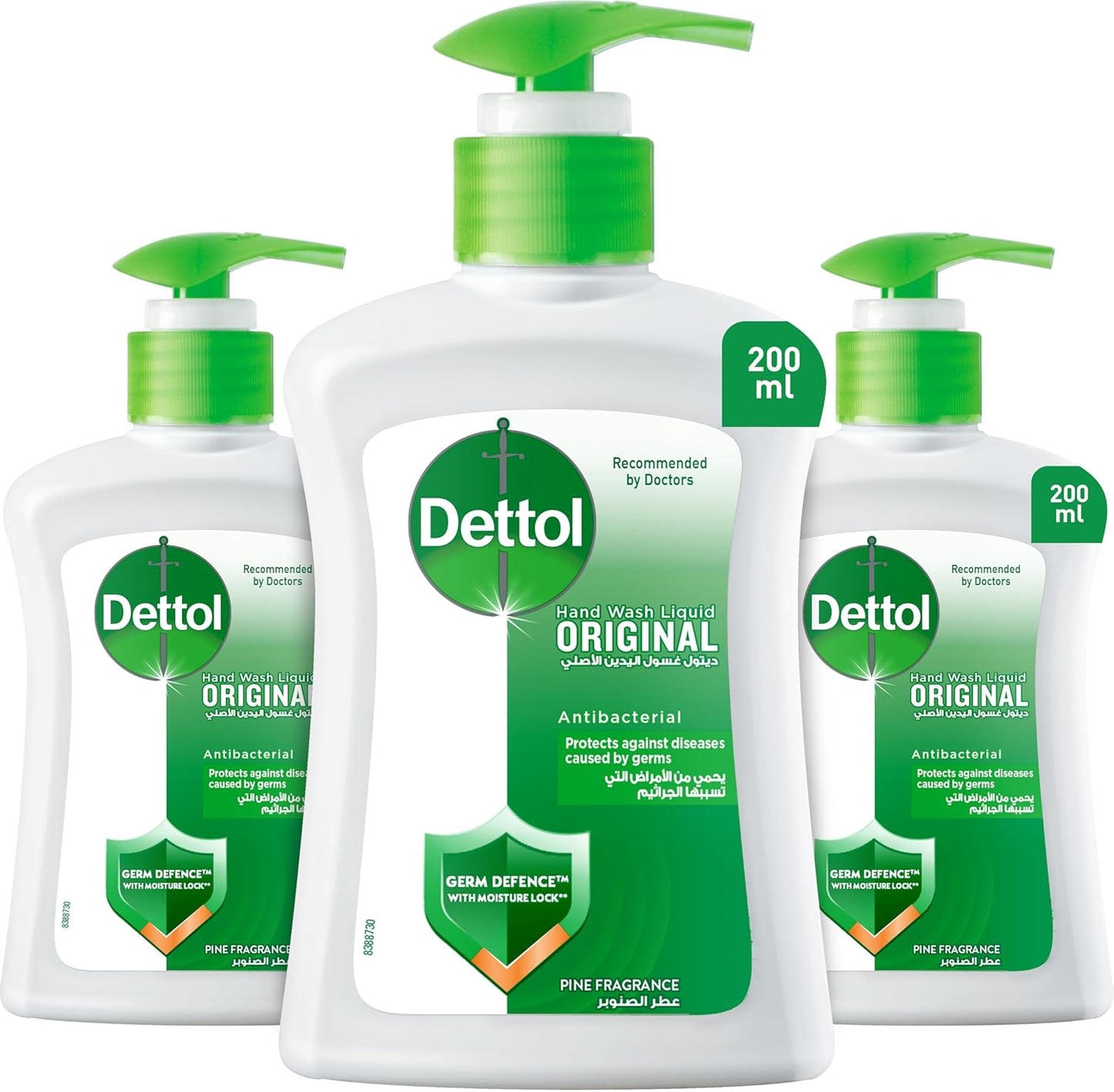 Dettol original handwash liquid soap pump for effective germ protection & personal hygiene (protects against 100 illness causing germs), 200ml (pack of 3)
