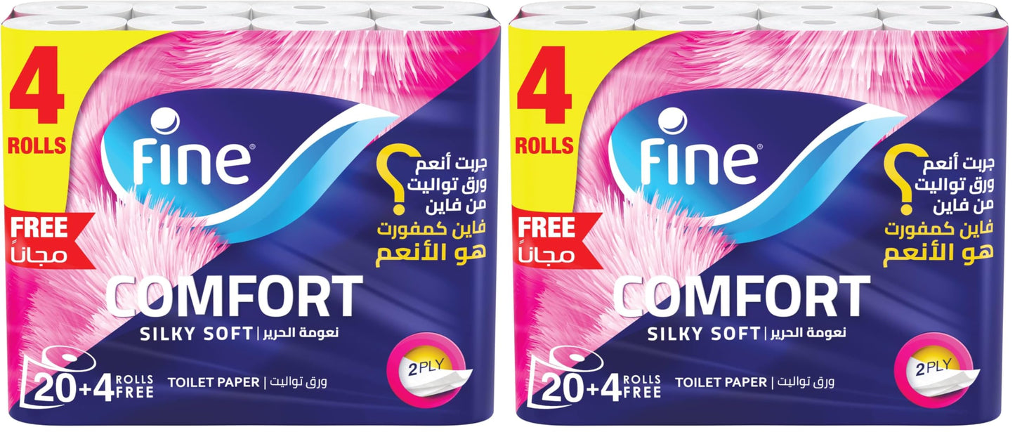 Fine Comfort - 2 Ply Toilet Tissue Paper - 24 Rolls (Pack of 2)