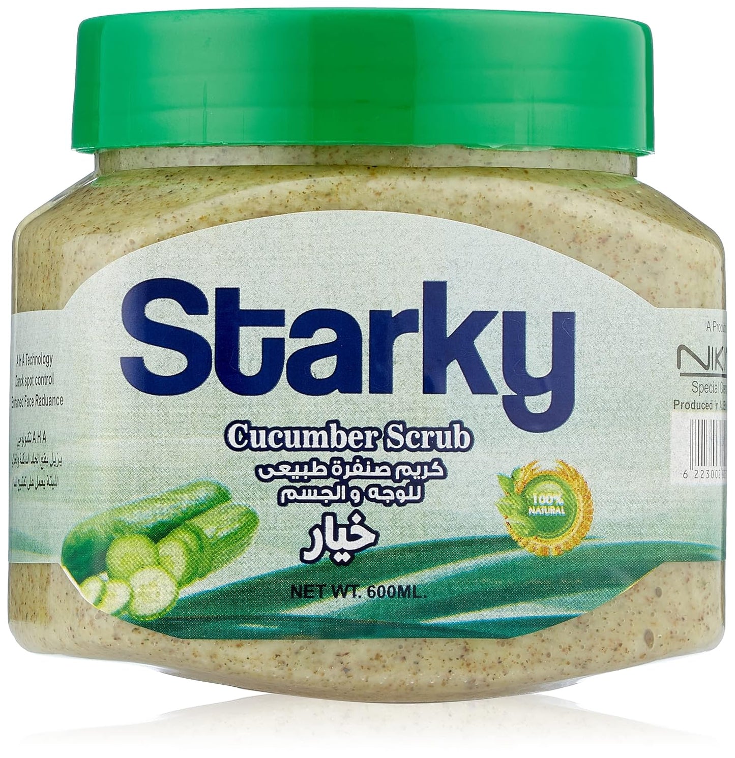 Starky natural scrub cream with cucumber for face and body - 600 ml