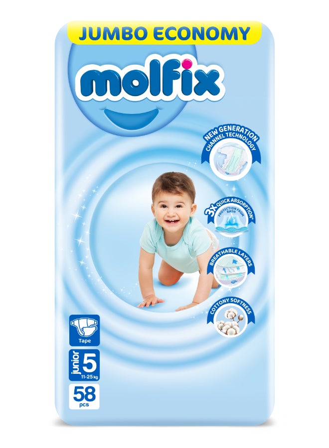 Molfix Baby Diapers - Jumbo Pack - Junior Size 5 - 58 Pieces