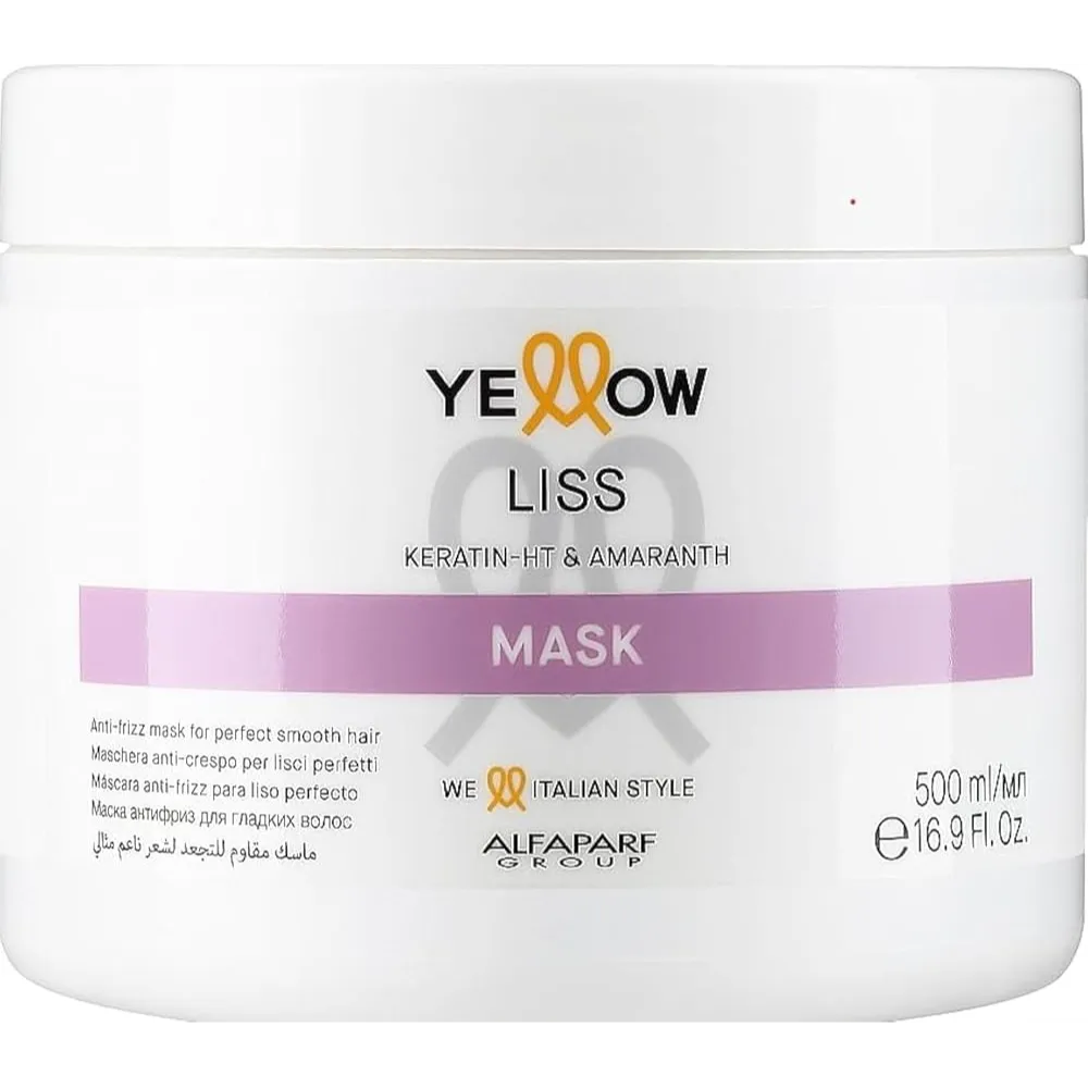 Alfaparf | Milano Yellow Anti-Frizz Liss Hair Mask with Keratin-HT & Amaranth | 500ml