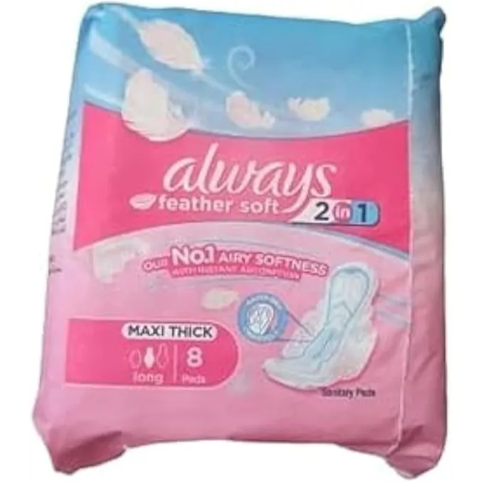 Always | Maxi Thick Feather Soft 2 in 1 Long Pads | 8 Pcs