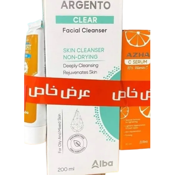 Argento Clear Facial Wash 200ml + Profit Lotion Sunscreen 25ml + Azha C Serum 30ml