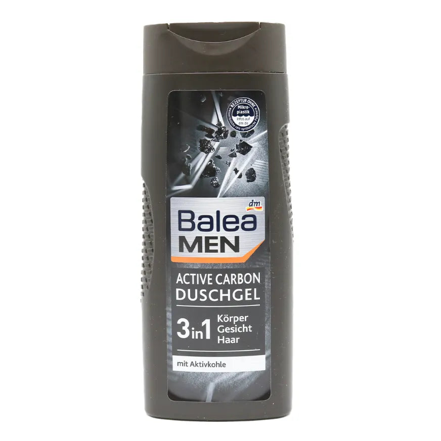Balea | Men 3in1 Moisturizing Shower Gel with Activated Carbon for Body, Face & Hair | 300ml