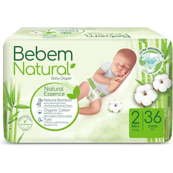 Bebem | Natural Baby Diapers Size 2 | 36 Pcs