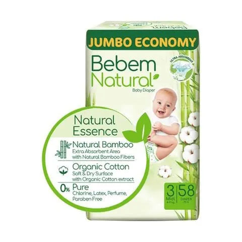 Bebem | Natural Diapers Midi Size 3 | 58 Pcs