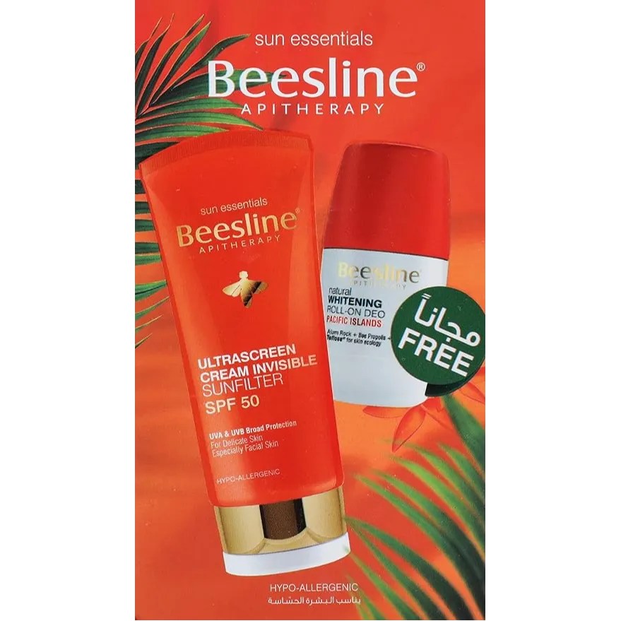 Beesline | Ultrascreen Invisible Sunfilter SPF50 Cream | 60ml + Whitening Pacific Islands Roll On | 50ml Free