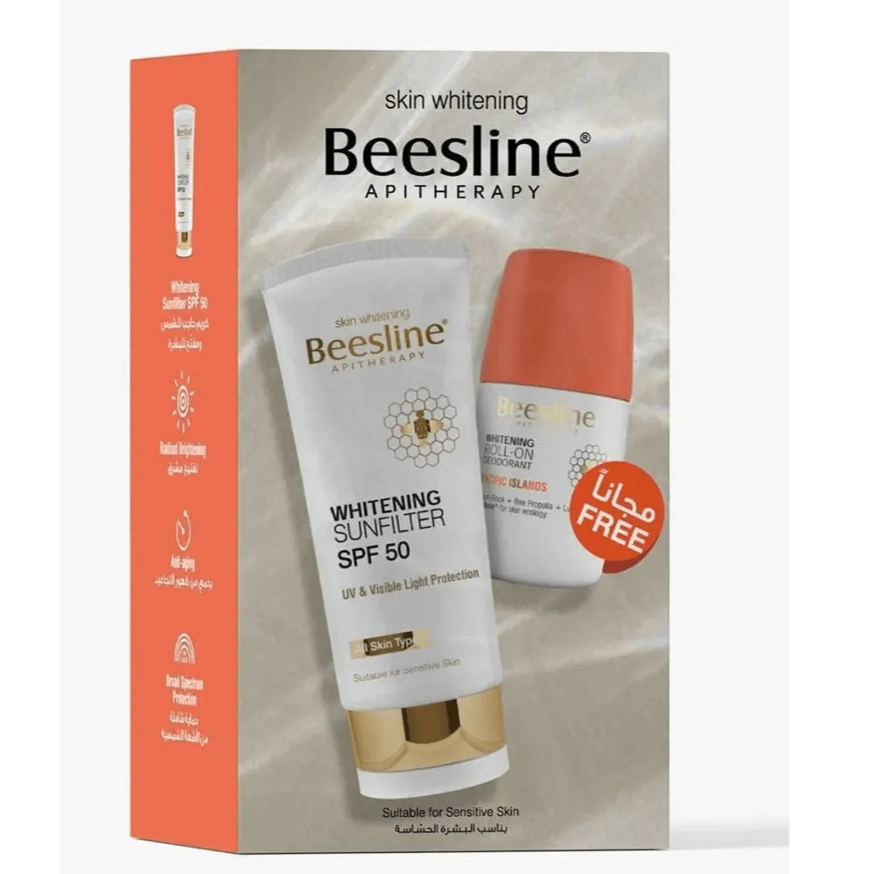 Beesline | Ultrascreen Cream Invisible Sun Filter SPF 50 | 60ml + Whitening Roll On Deodorant Pacific Island | 50ml