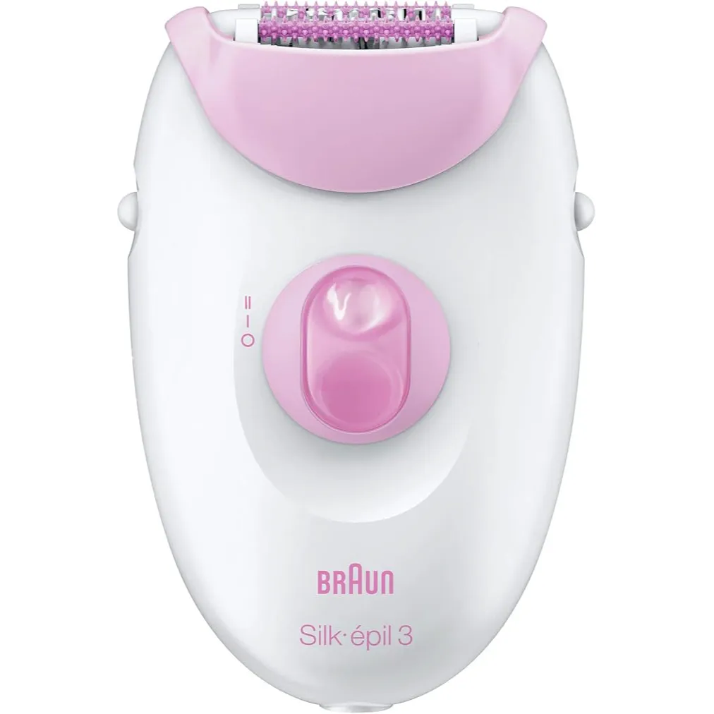 Braun | Silk epil 3 3380 Epilator with 2 Extras - Sensitive Area Cap, Cooling Glove, pink
