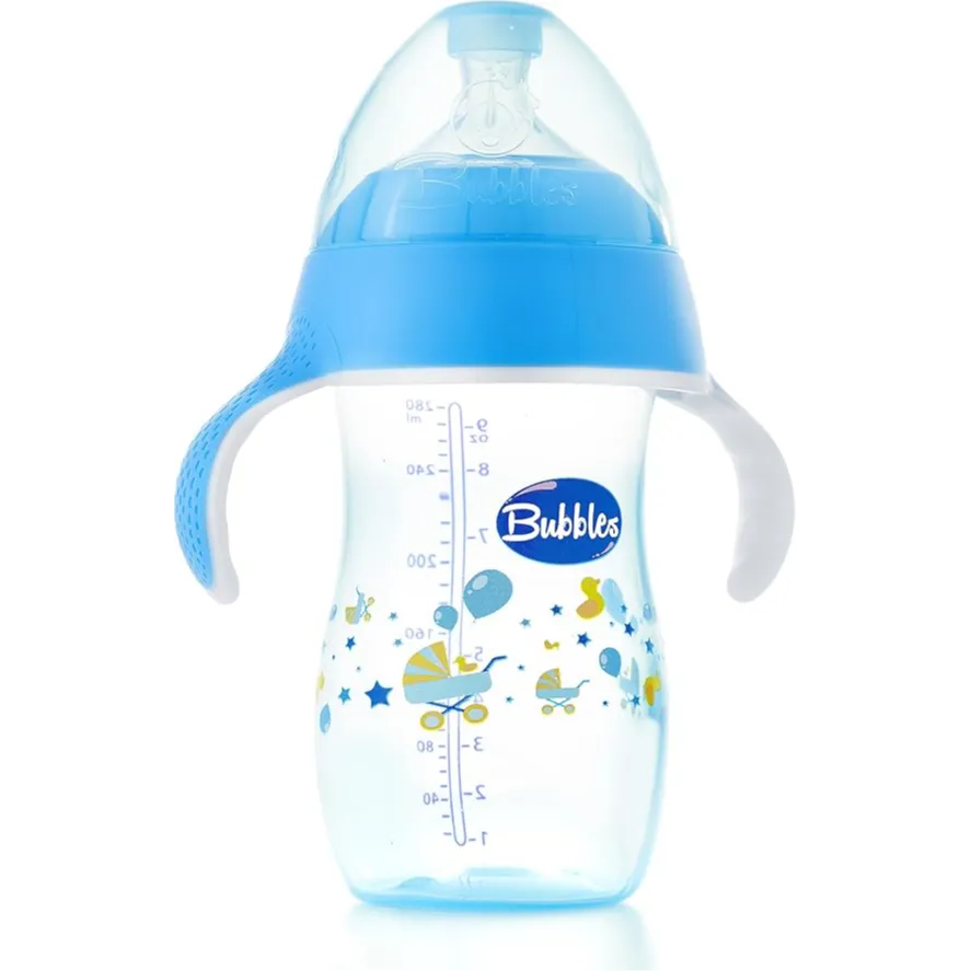 Bubbles | Natural Feeding Bottle with Hand Blue | 280ml