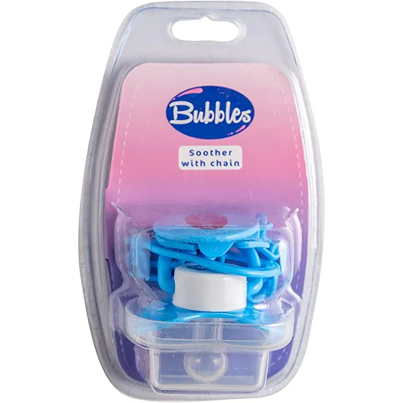 Bubbles | Soother with Chain Blue