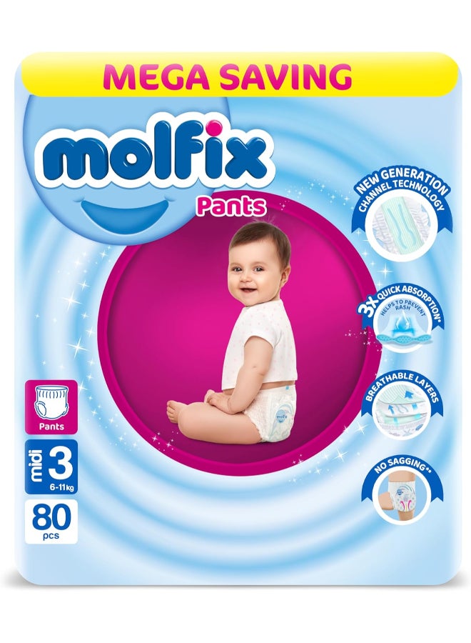 Molfix Pants Diapers - Mega Pack - Midi Size 3 - 80 Pieces