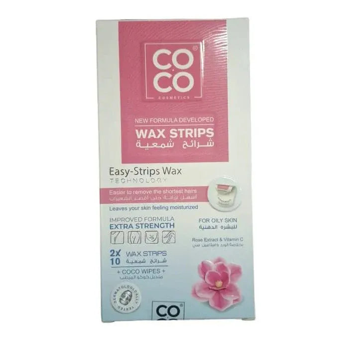 Coco Wax | Hair Removal Wax Strips with Rose and Vitamin C | 10 Pcs