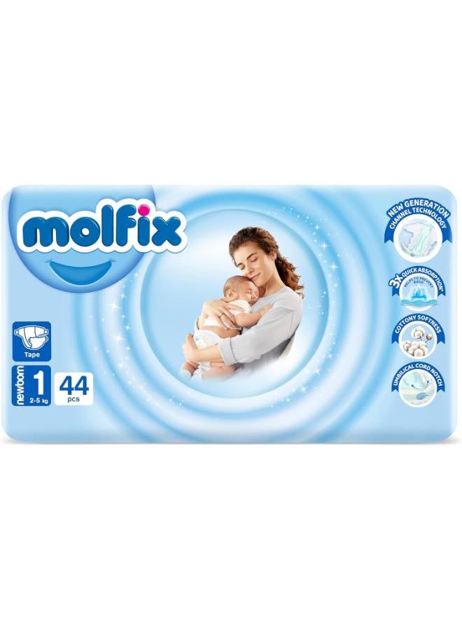 Molfix Baby Diapers - Twin Pack - New Born Size 1 - 44 Pieces