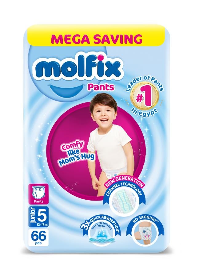 Molfix Mega Pack Of 66 Junior Pants Diapers -Size 5