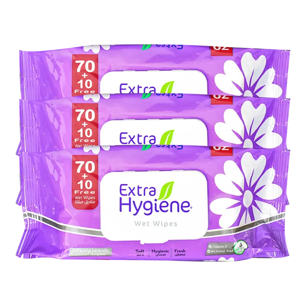 Extra Hygiene | Baby Wet Wipes with Softening Lavender | 70+10 Wipes