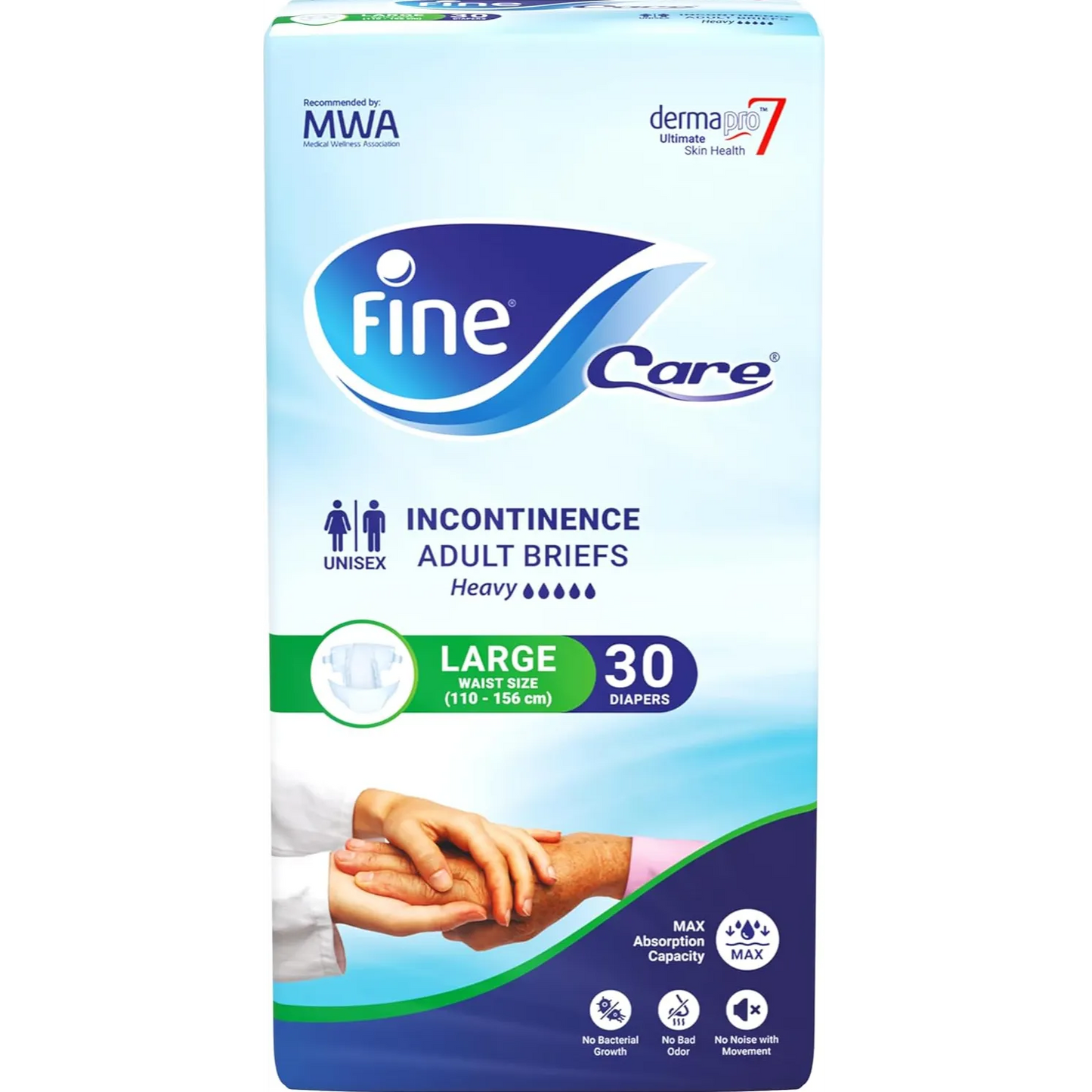 Fine Care | Incontinence Unisex Briefs Mega Pack Large Waist | 30 Pcs