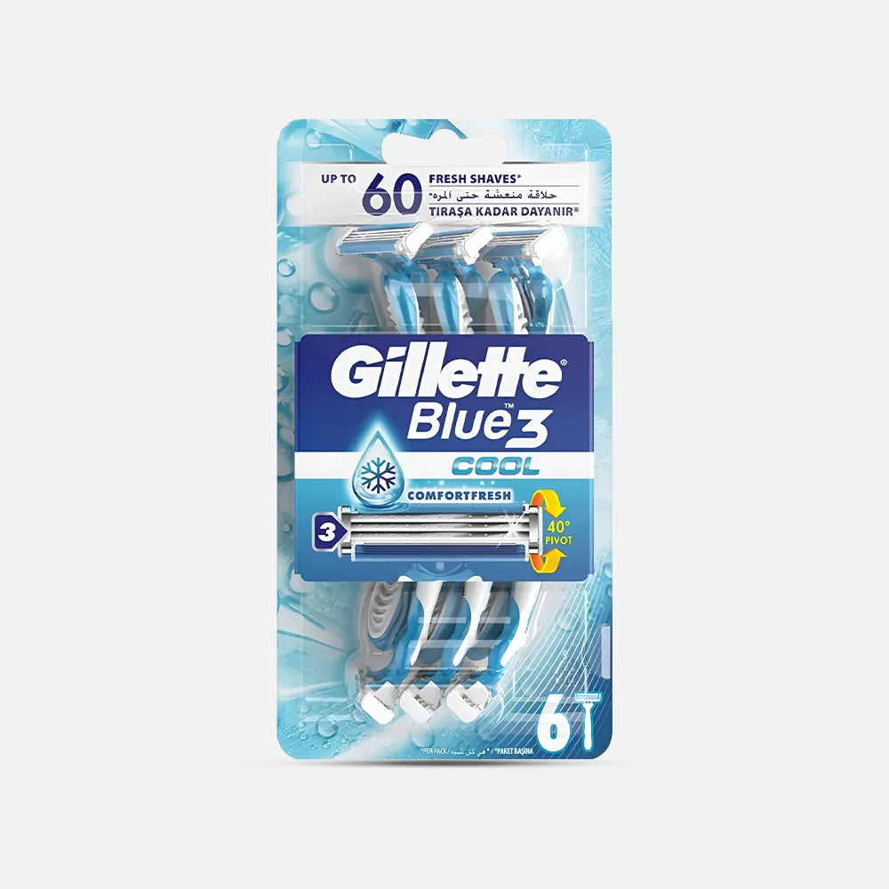 Gillette | Blue3 Cool Shaving Razors with Comfort Fresh Gel | 6 Pcs