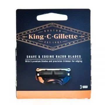 King C Gillette | 3 Blade Shave & Edging Razor Blades