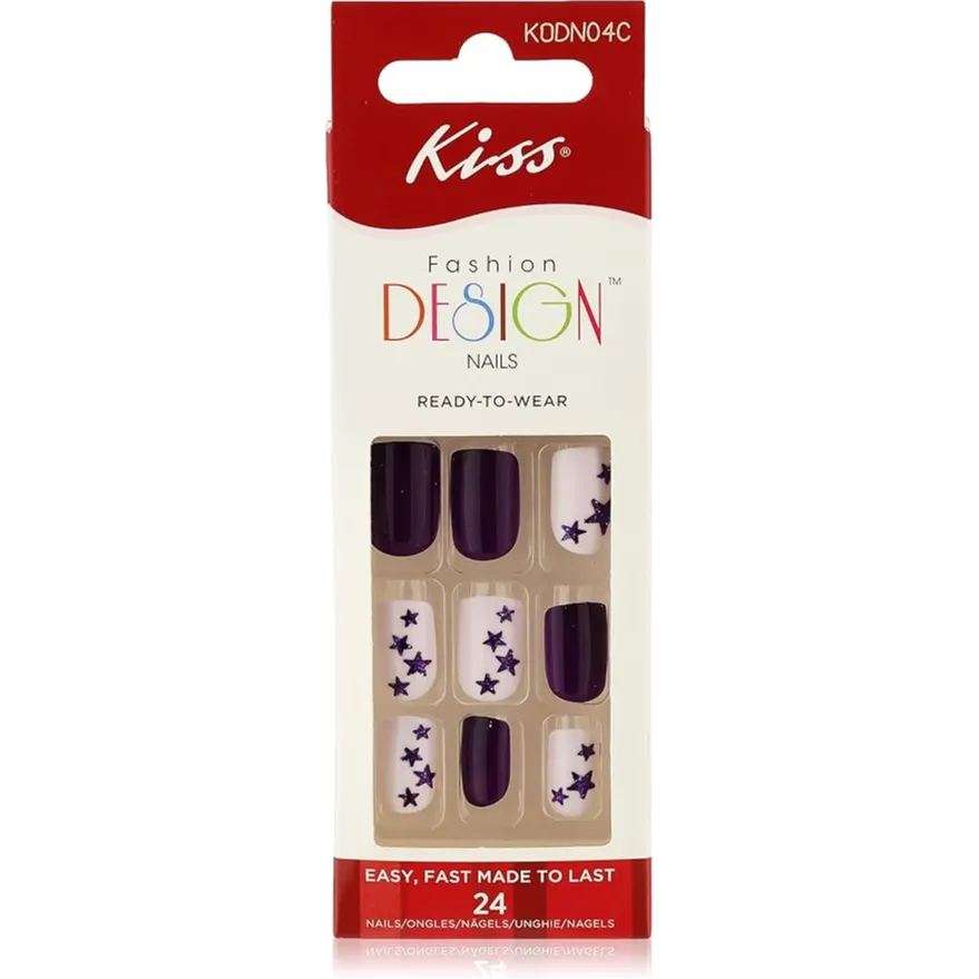 Kiss | KODN04 Star Spangled Design Nails | 24 Per Pack