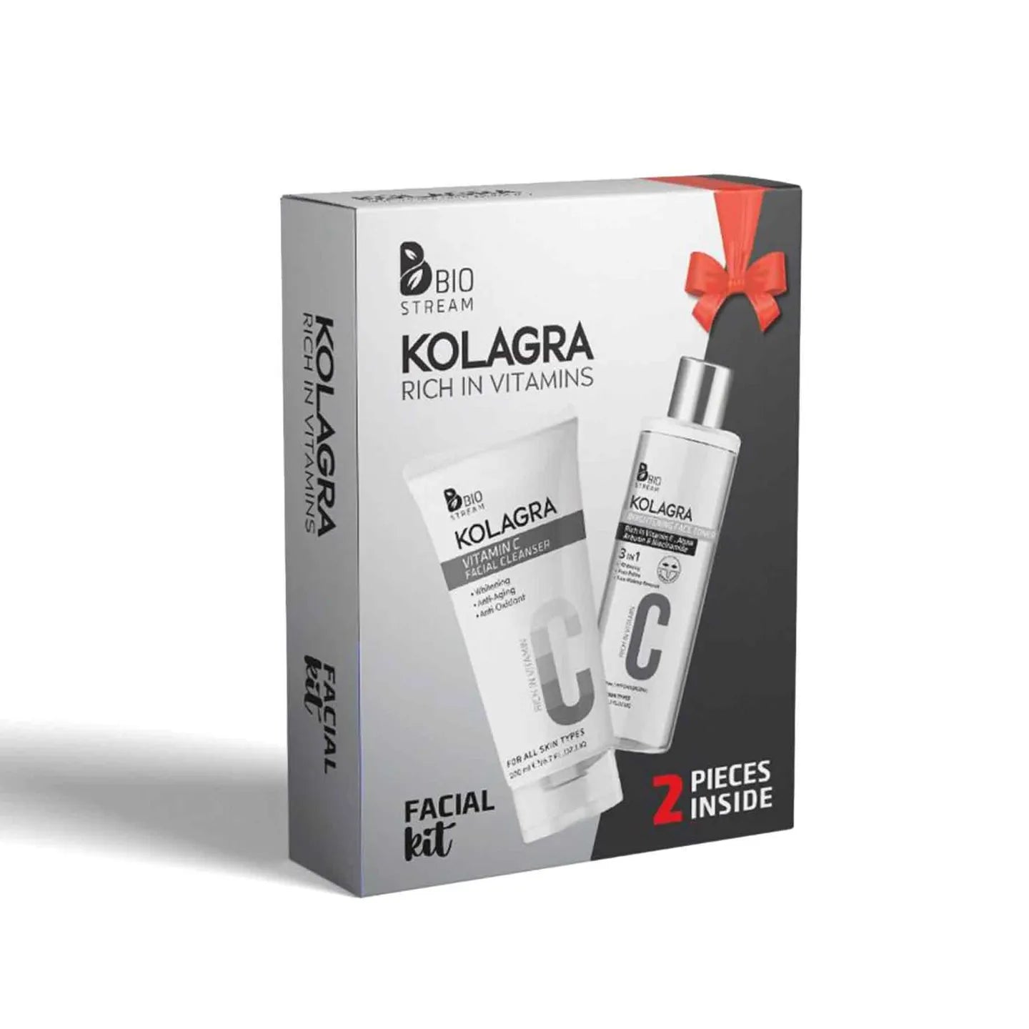 Kolagra | Brightening Face Toner 3 In1 | 200Ml + Vitamin C Facial Cleanser | 200Ml