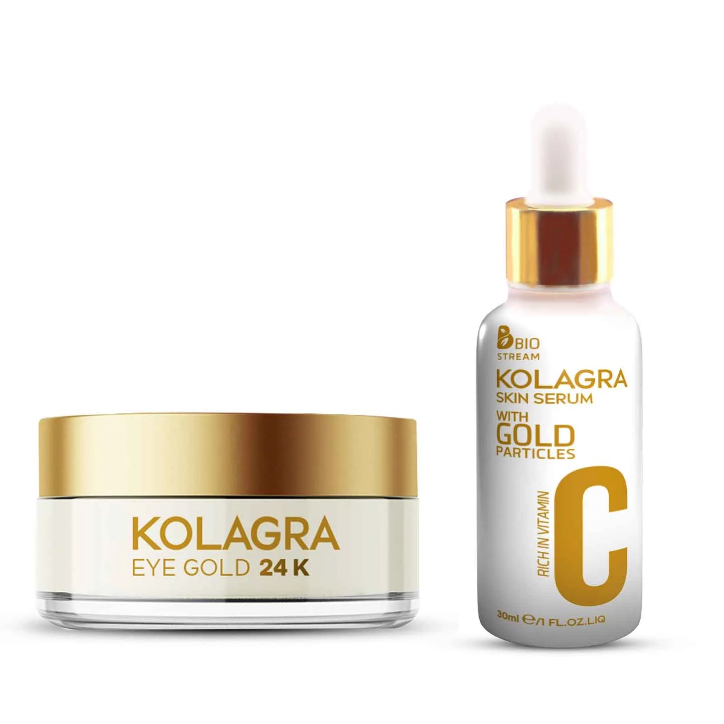 Kolagra | Skin Serum with Gold Particles 24K | 30ml + Eye Contour Gel with Gold Particles 24K | 20ml