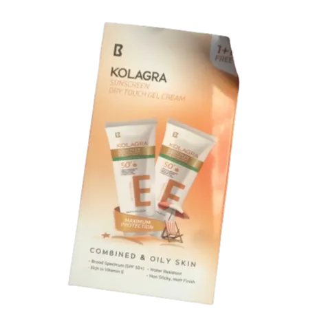 1+1 Kolagra | Sunscreen Sun Dry Touch Gel Cream SPF50+ Combined & Oily Skin | 50ml