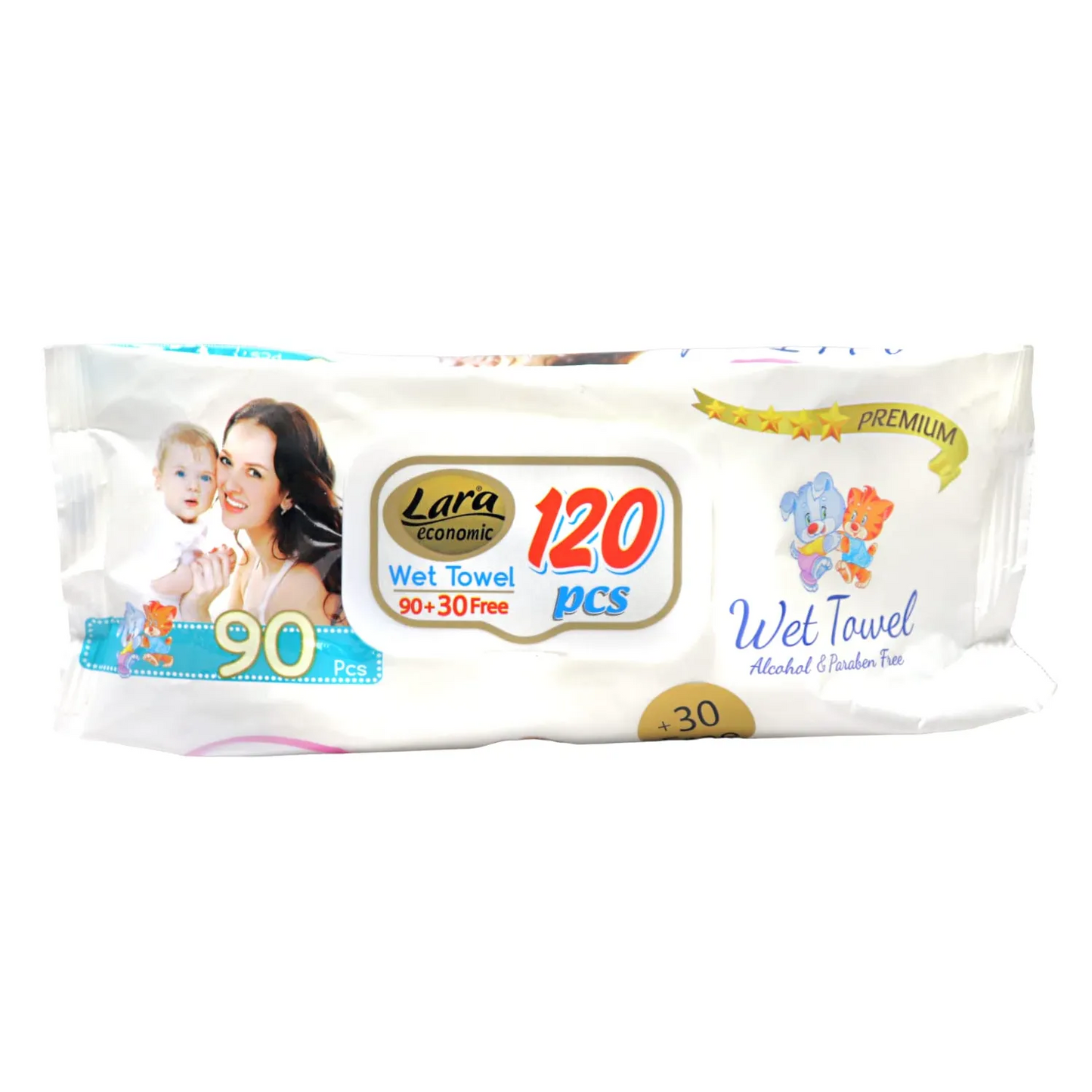Lara | Baby's Soft Premium Wet Wipes | 90 + 30 Wipes