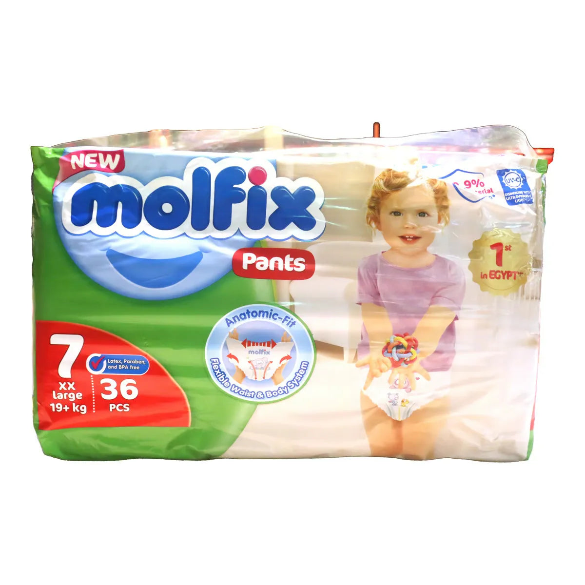 Molfix | Hypoallergenic 2XL Diaper Pants Size 7 +19kg | 36 Pcs
