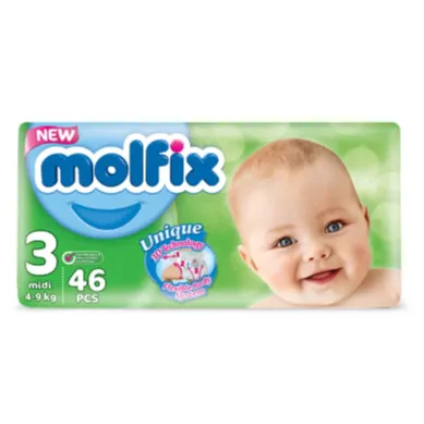 Molfix | Hypoallergenic Midi Baby Diapers Size 3 4-9Kg | 46 Pcs