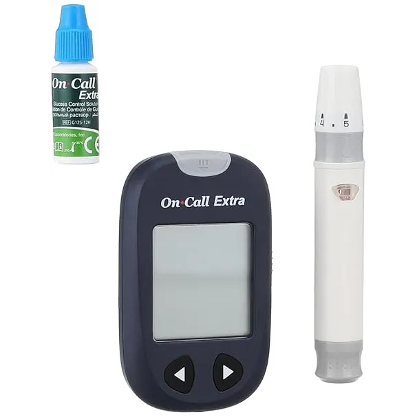 On Call | Extra Blood Glucose Meter Starter Kit | 10 Test Strips | 10 Lancets | 1 Lancet Device | 1 Control Solution