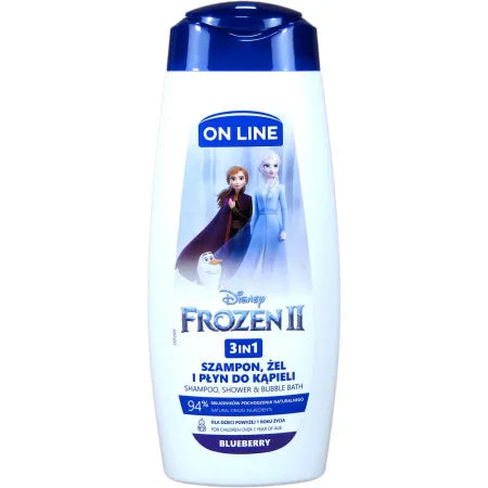 On Line | Disney Frozen 3In1 Shampoo & Shower Gel with Bubble Bath Blueberry Scent For Sensitive Skin 1+ Years | 400ml