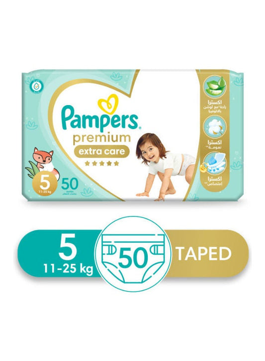 Pampers Premium Extra Care Size 5 50 diapers front pack