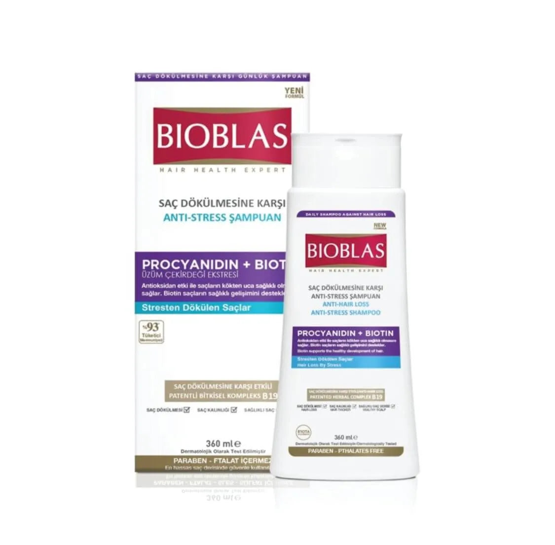 Bioblas | Anti Hair Loss & Anti Stress Shampoo with Biotin | 360 ml