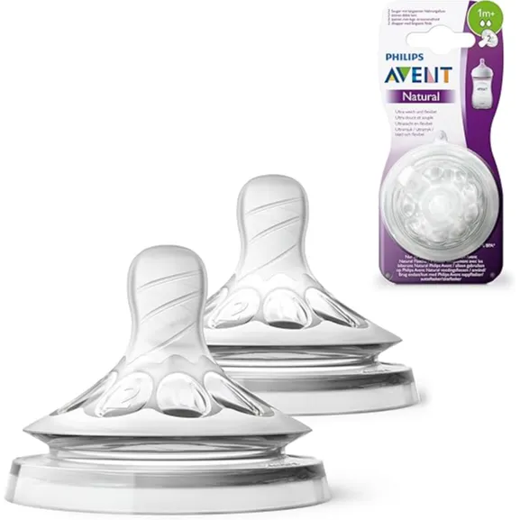 Philips Avent | Natural Baby Teat Slow Flow +1M | 2 Pcs
