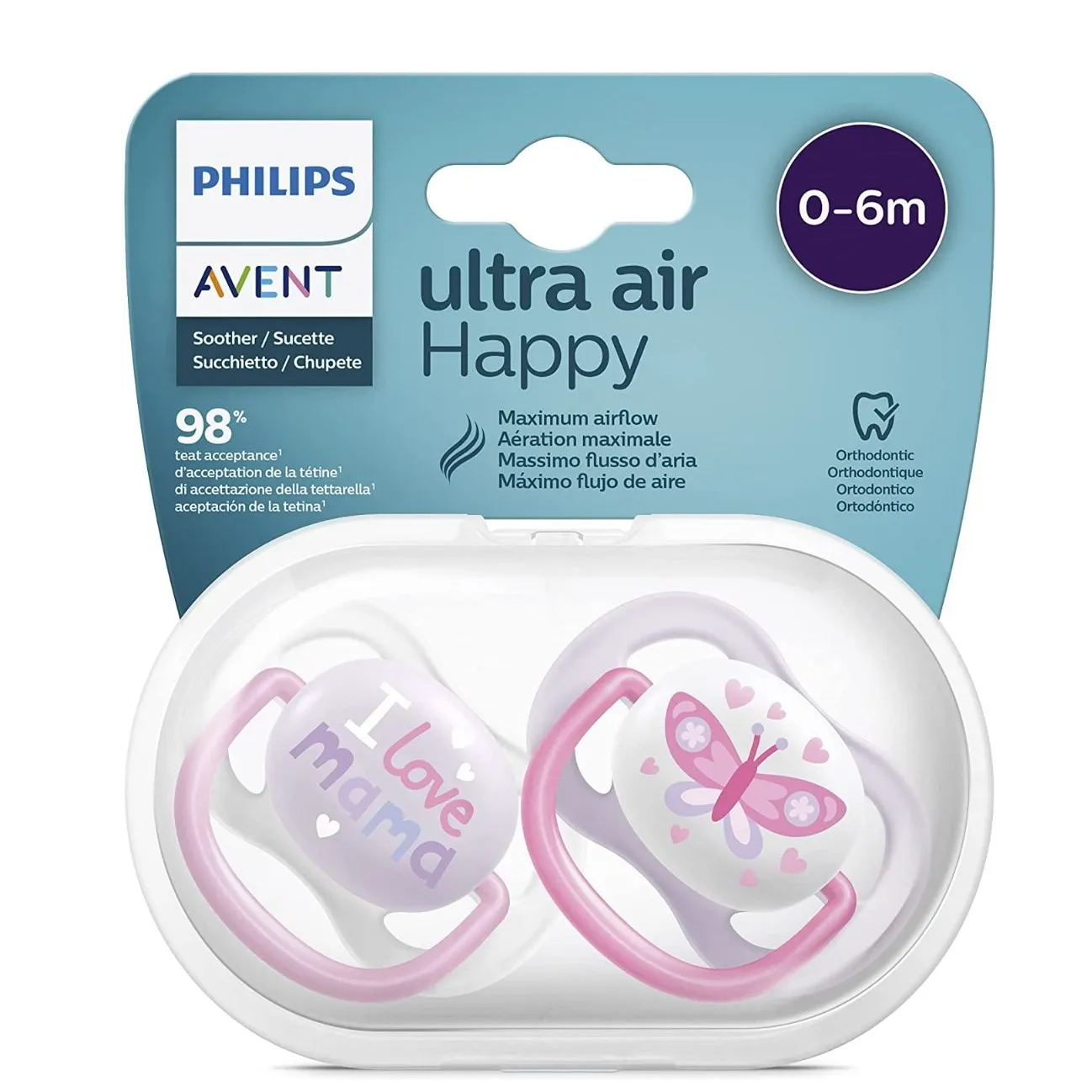 Philips | Avent Ultra Happy Air Pacifier from 0-6M | 2 Pcs