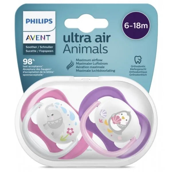 Philips | Ultra Air Animals Soother 6-18M | 2 Pcs