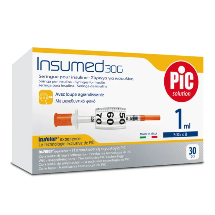 Pic | Solution Insumed 30gm 8mm Insulin Syringes | 30 Pcs