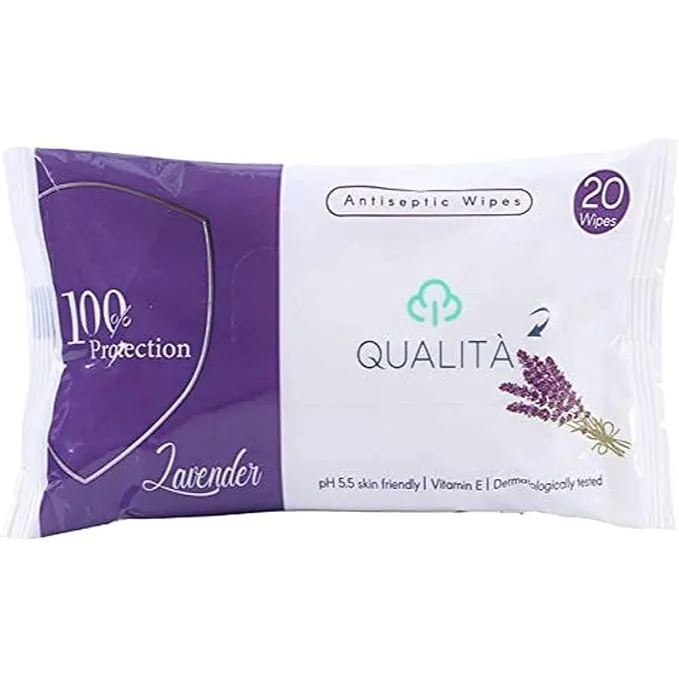 Qualita | Antiseptic Alcohol Free Wipes with Lavender | 20 Wipes