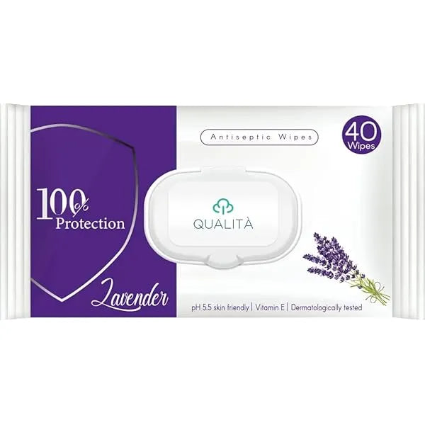 Qualita | Antiseptic Alcohol Free Wipes with Lavender | 40 Wipes
