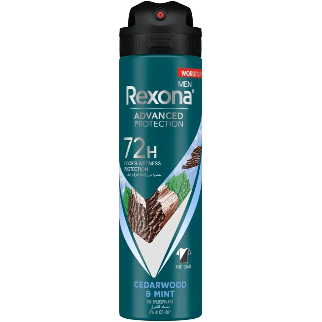 Rexona | Men Advanced Protection 72H+ Antiperspirant Deodorant Mint Cool & Cedarwood Spray | 150Ml
