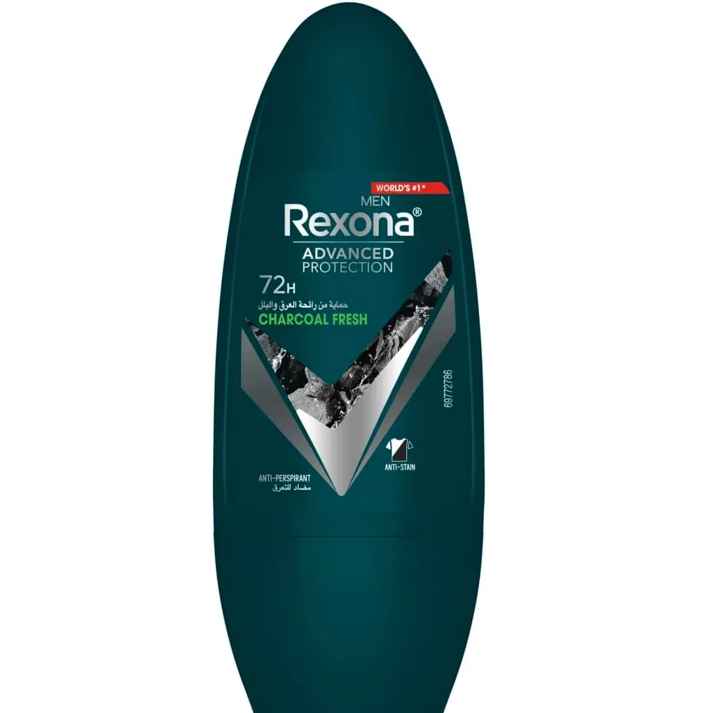 Rexona | Men Advanced Protection 72H+ Antiperspirant Deodorant Charcoal Clean Roll On | 50Ml