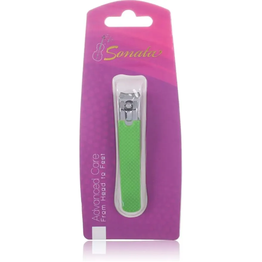 Sonata | Big Stainless Steel Nail Clipper with Rubber Hand Silver and Green