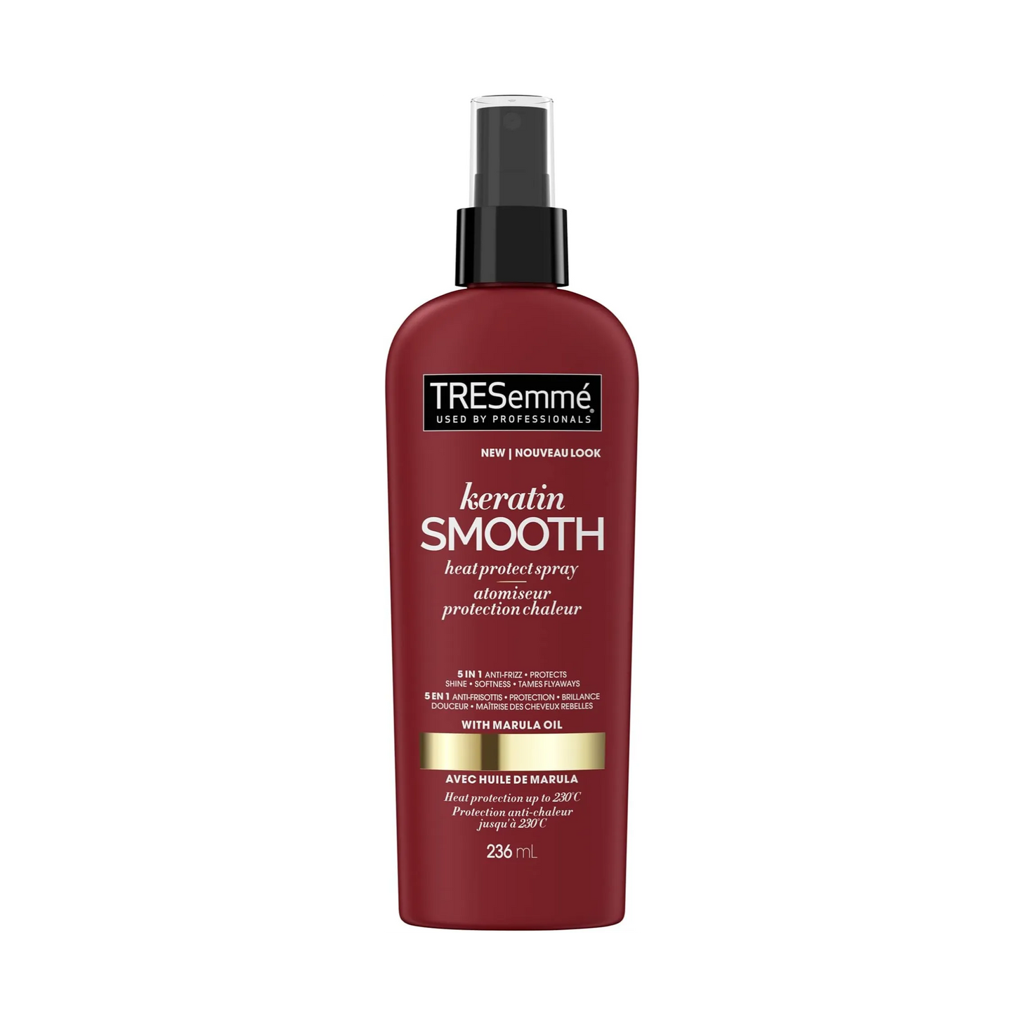 Tresemmé | Keratin Smooth Heat Protect Spray for silky smooth hair Marula Oil anti frizz and detangling heat protection spray | 236ml