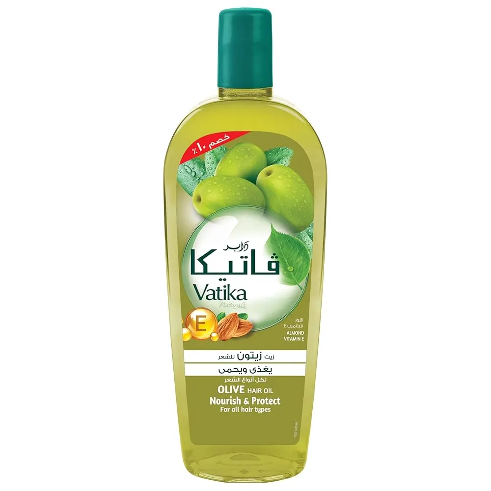 Vatika | Nourish & Protect Olive Hair Oil with Almond & Vitamin E | 90ml
