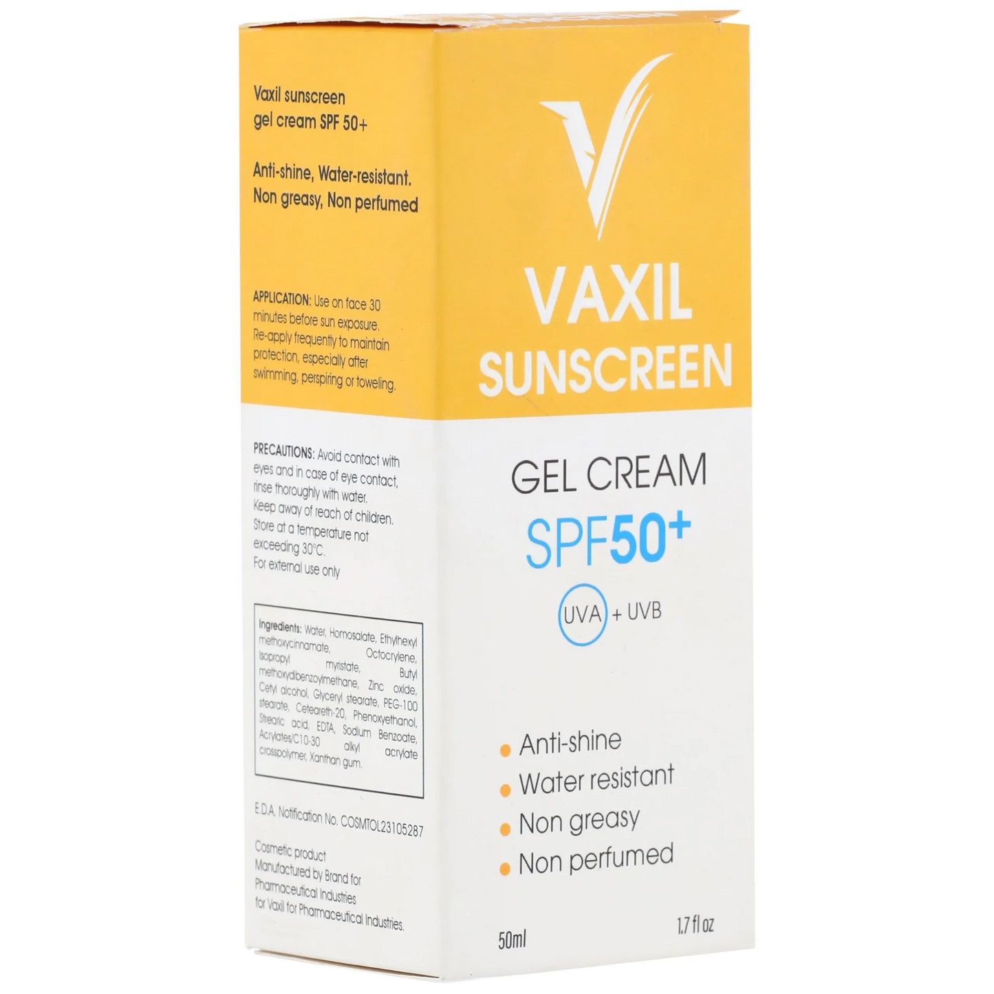 Vaxil | Sunscreen Gel Cream SPF50+ | 50ml